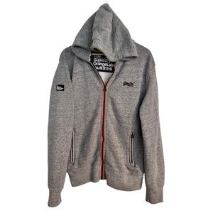 The Superdry Orange Label Gray Zip Up Hoodie SZ Medium Casual Streetwear READ